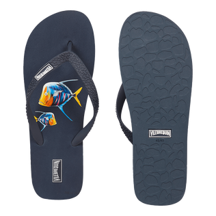 Chanclas de playa con estampado Piranhas para hombre Azul marino vista frontal