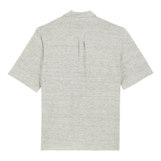Camisa de bolos unisex en lino de color liso Lihght gray heather vista trasera