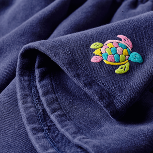 Gonna bambina in cotone tinta unita Blu marine dettagli vista 1