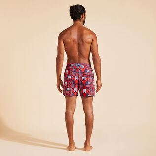 Men Stretch Swim Shorts Graphic Lobsters Navy back worn view