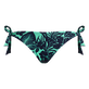 Women Side Tie Bikini Bottom Flowers Paradise Green paradise front view