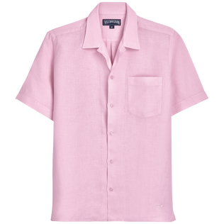 Men Bowling Shirt Linen Solid Ballet shoe Vorderansicht