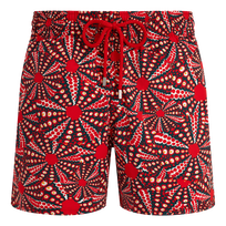 Men Stretch Short Swim Trunks Oursinades Poppy red front view