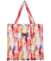 Borsa da spiaggia unisex in lino Ikat Flowers Multicolore vista frontale