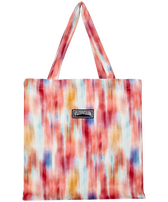 Ikat Flowers Unisex-Strandtasche aus Leinen Multicolor Vorderansicht