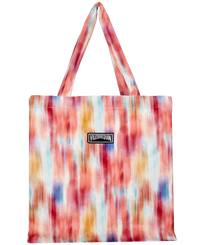 Bolso de playa en lino con estampado Ikat Flores unisex Multicolores vista frontal