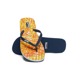 Men Beach Flip Flops Palm Leaves Mango details view 4
