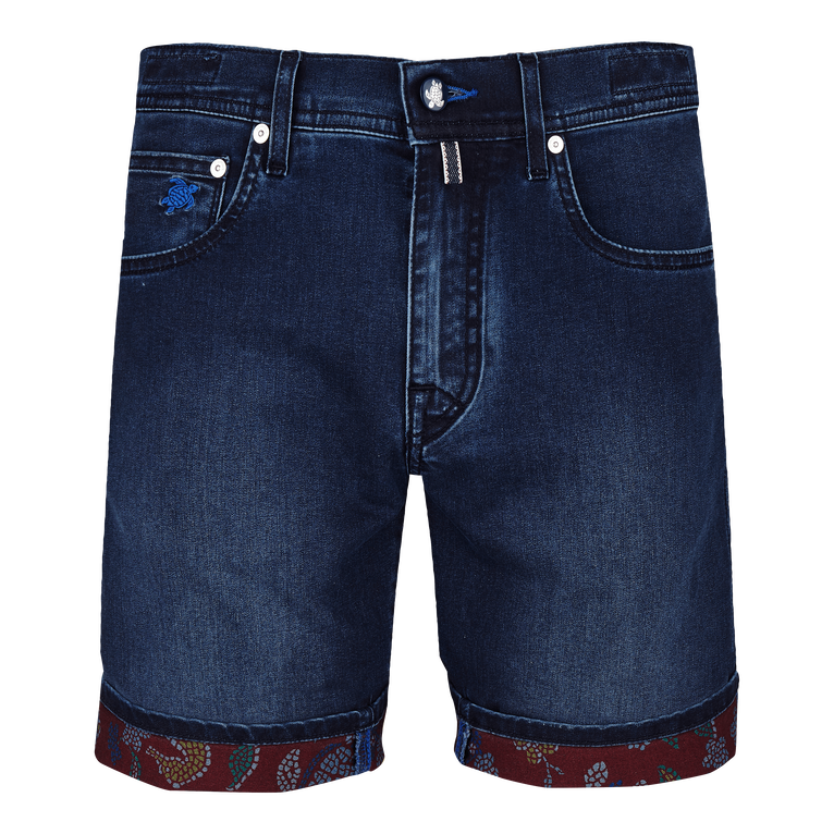 Men 5-pockets Denim Bermuda Shorts Mosaïque - Garonne - Blue - Size 32 - Vilebrequin