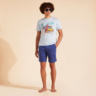 T-shirt uomo in cotone Surf and Mini Moke Azzurro cielo dettagli vista 1
