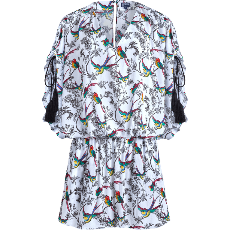 Rainbow Birds Playsuit Aus Viskose Für Damen - Feelgood - Weiss