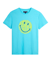 男士 Turtles Smiley 全棉 T 恤 —— Vilebrequin x Smiley® Lazulii blue 正面图