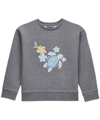 Sudadera con cuello redondo de color liso para niña Heather anthracite vista frontal