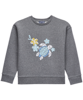Sudadera con cuello redondo de color liso para niña Heather anthracite vista frontal