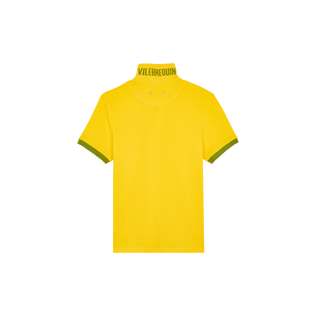 Polo en piqué coton organique homme uni Soleil vue de dos