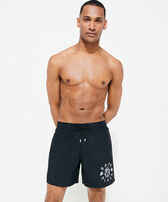 Men Swim Trunks Embroidered Logo - Vilebrequin x BAPE® BLACK Black front worn view