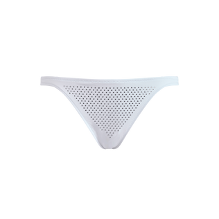 Braguita de bikini de corte brasileño con strass para mujer Blanco vista frontal