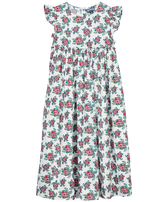 Vestido largo con estampado Provencal Turtle para niña Blanco vista frontal