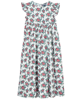 Girls Long Dress Provencal Turtle White front view