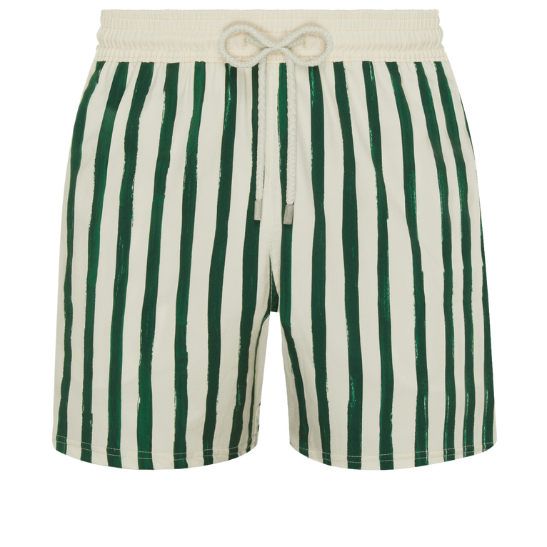 Men Stretch Swim Shorts Hs Stripes - Vilebrequin X Highsnobiety - Swimming Trunk - Moorise - Green - Size XXL - Vilebrequin