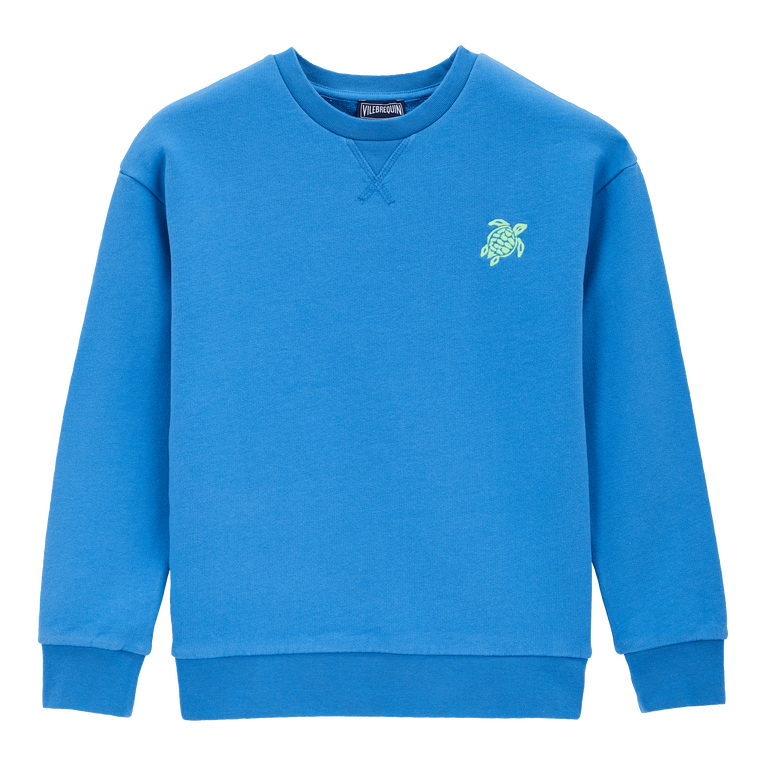 Baumwoll-sweatshirt Mit Rundhalsausschnitt Und Aufgestickter Schildkröte Für Jungen - Gee - Blau