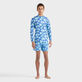 Camiseta de baño de manga larga con cremallera y estampado Ronde des Tortues con logotipo para hombre Blue topaz vista frontal desgastada