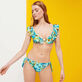 Bas de maillot de bain culotte à nouer femme Butterflies Lagon vue portée de face