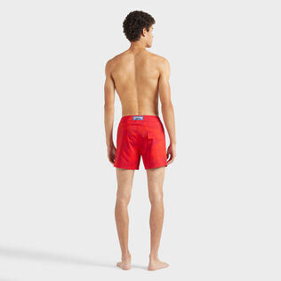 Men Stretch Short Swim Trunks Flat Belt Flower Power Lipstick back worn view