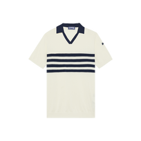 Polo uomo in cotone Stripe Bicolore Off white vista frontale