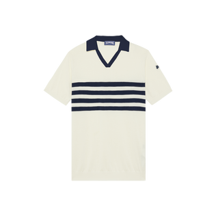Polo uomo in cotone Stripe Bicolore Off white vista frontale