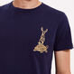 Men Others Embroidered - Men Cotton T-Shirt Embroidered The year of the Rabbit, Navy details view 5
