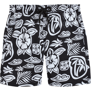 Bañador elástico con estampado Tahiti Turtles para niño Negro vista frontal