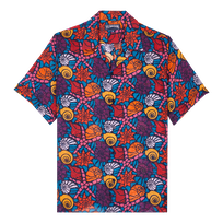 Noumea Sea Shells Bowling-Hemd aus Baumwolle für Herren Marineblau Vorderansicht