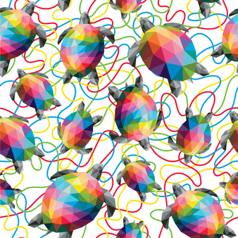 Telo mare in cotone biologico Tortugas - Vilebrequin x Okuda San Miguel Multicolore stampe