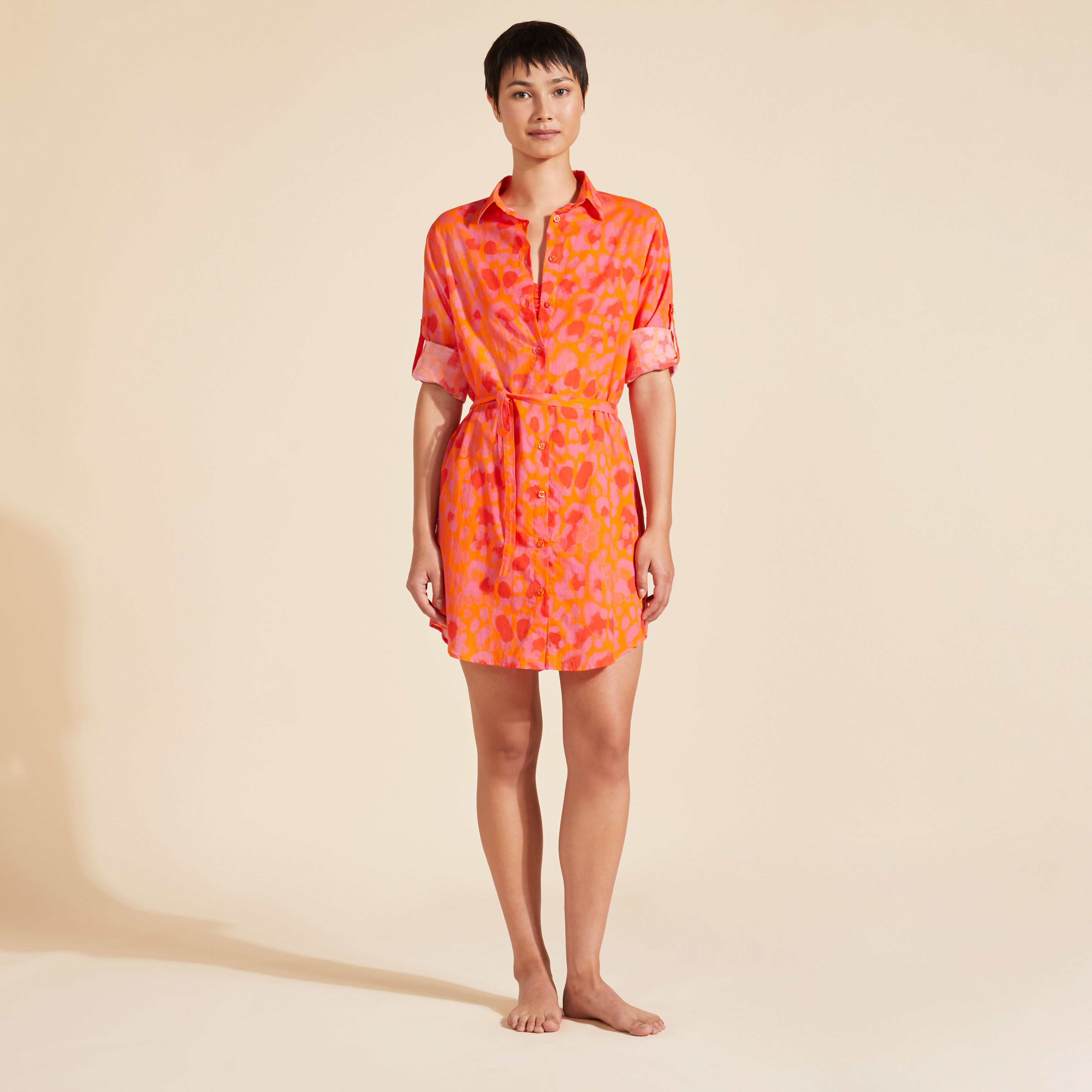 Apricot shirt dress sales
