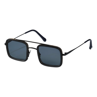 White Tulipwood Women and Men Sunglasses - VBQ x Shelter Black back view