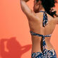 Top de bikini con aros y estampado Sweet Blossom para mujer Azul marino vista trasera desgastada