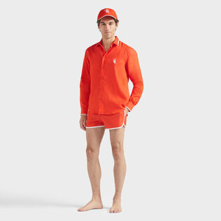 Men Short Ultra-light Swim Shorts VBQ line Poppy red details view 1