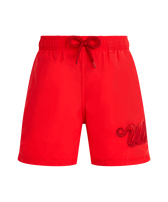 男童蛇年生肖刺绣游泳短裤 Poppy red 正面图