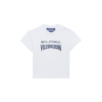 Camiseta de algodón orgánico con logotipo en relieve para bebé Blanco vista frontal