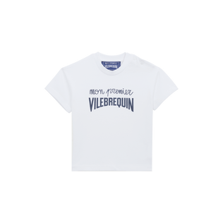 Camiseta de algodón orgánico con logotipo en relieve para bebé Blanco vista frontal
