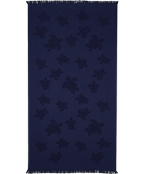 Telo da spiaggia in cotone organico Turtles Jacquard Blu marine vista frontale