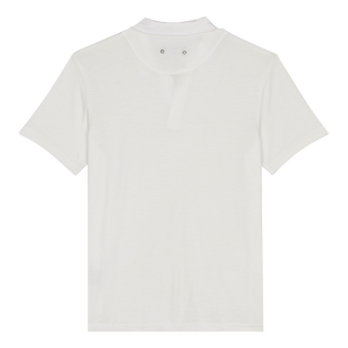 Men Tencel Polo Shirt Solid White back view