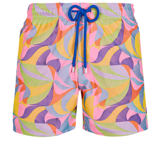 Men Swim Trunks Embroidered 1984 Invisible Fish - Limited Edition Pink polka front view
