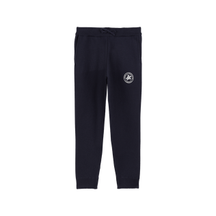 Kids Cotton Joggers Pants Solid Navy front view