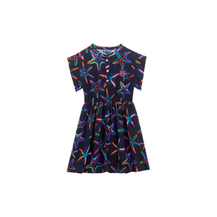 Girls Viscose Long Dress Disco Stars Navy front view