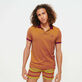 Polo en piqué de algodón de color liso y cambiante para hombre Kerala vista frontal desgastada
