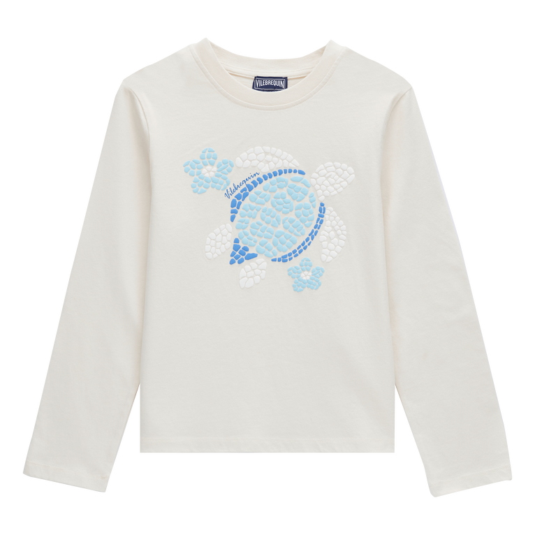 Girls Cotton T-shirt Turtles Flowers - Tee Shirt - Gienna - White - Size 2 - Vilebrequin