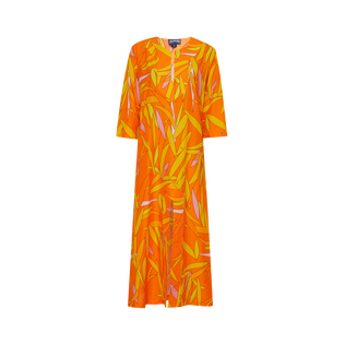 Madrague Kaftan aus Baumwolle und Seide für Damen Apricot Vorderansicht