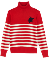 Pull col roulé rayé en coton et cachemire homme Tortue Rouge vue de face
