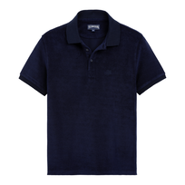 Polo en tejido terry liso para hombre Azul marino vista frontal